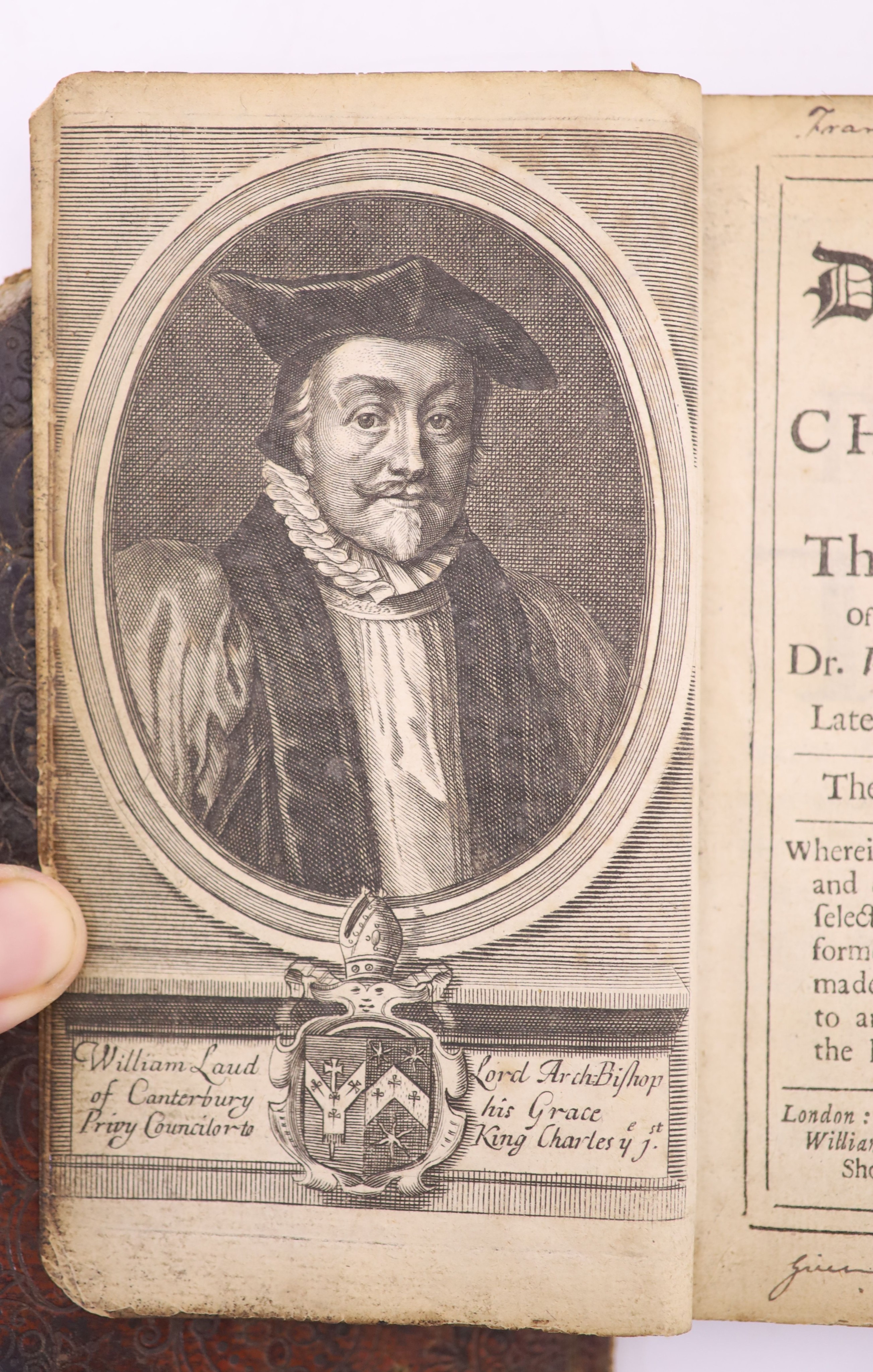 Laud, William - The Daily Office of a Christian....4th edition. Portrait frontis.; old gilt decorated morocco with panelled spine, marbled e/ps., 12 mo. printed from Matthew Gillyflower and William Hensman, 1683